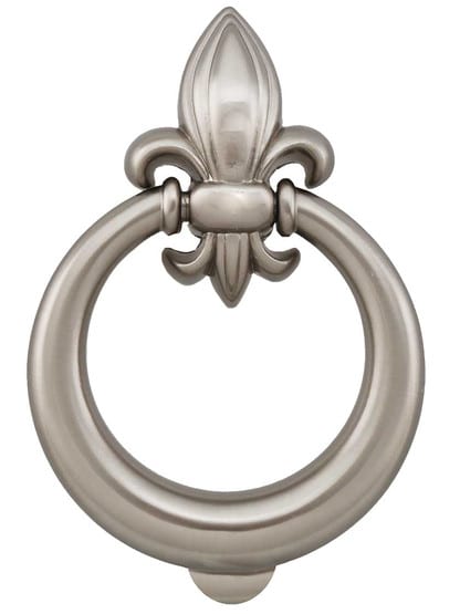 Dauphin Door Knocker in Satin Nickel.